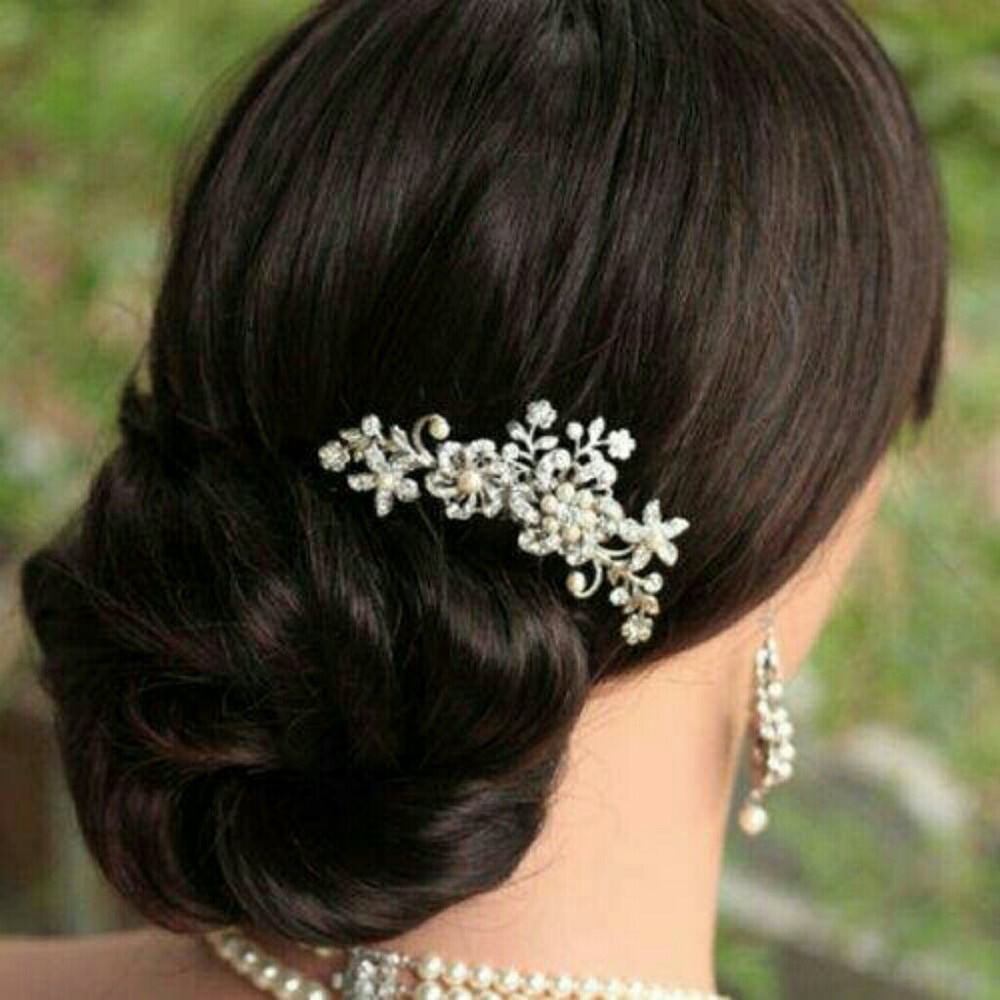Crystal Rhinestone and Pearl Hair Comb